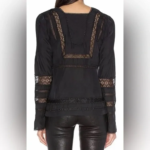 Derek Lam Black Lace Detail Blouse - Picture 3 of 7